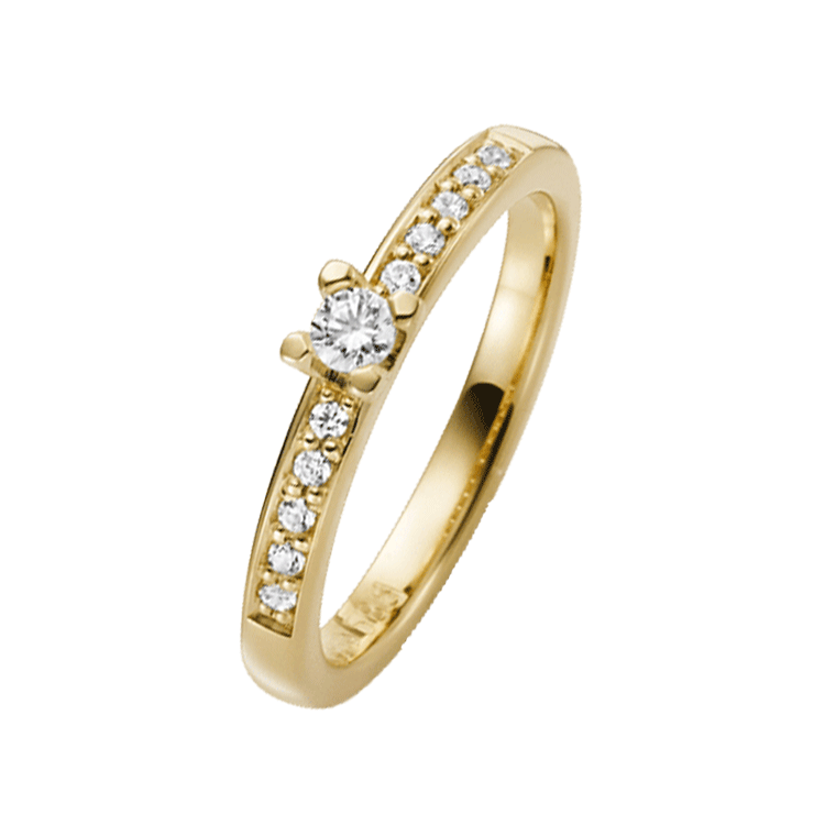 14K geelgouden aanzoekring diamant Snowdrops H101