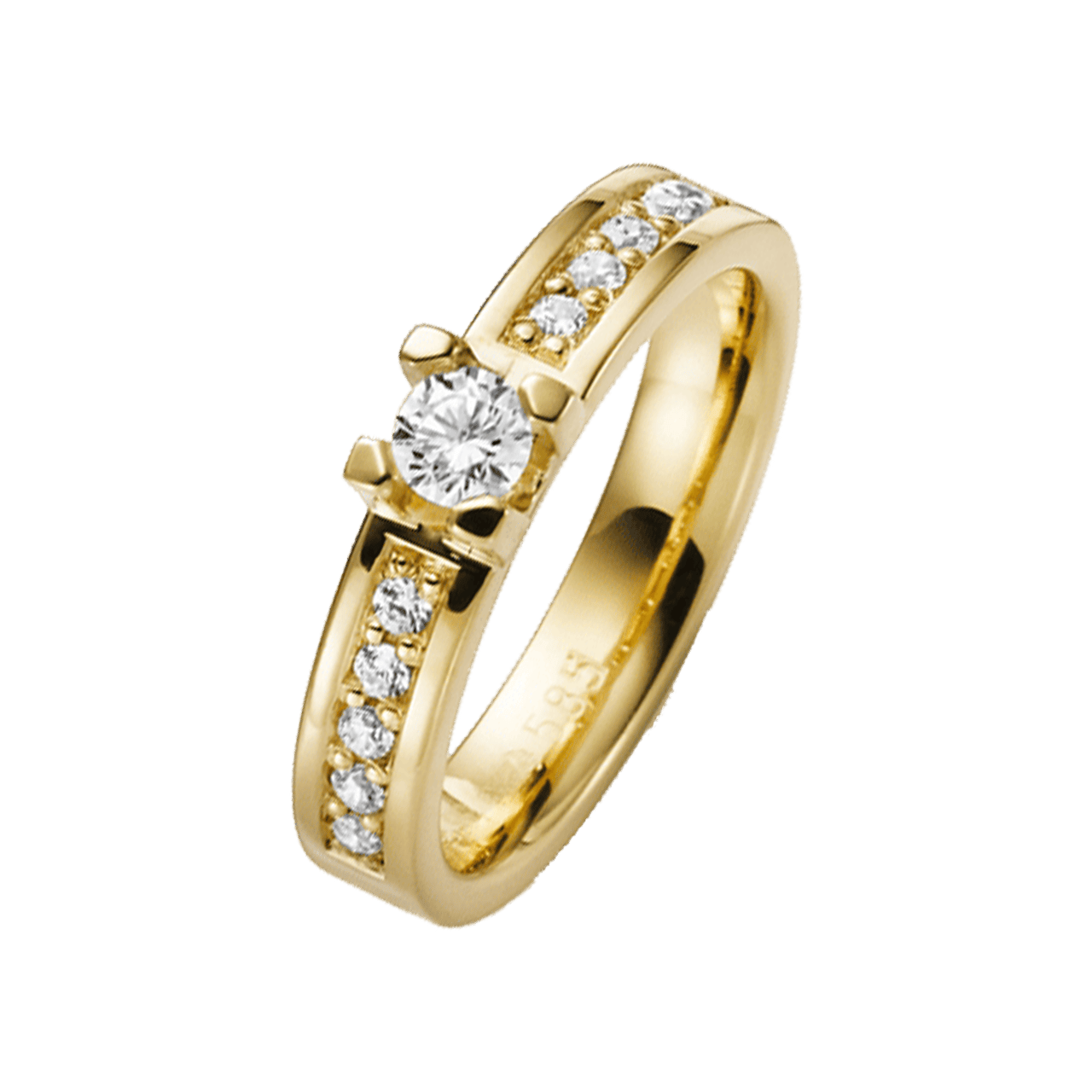 14K geelgouden aanzoekring dia Bouganville H102