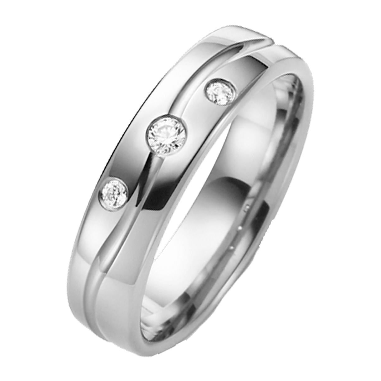 Trauring Iris Palladium, mit Diamant für Damen, H34P