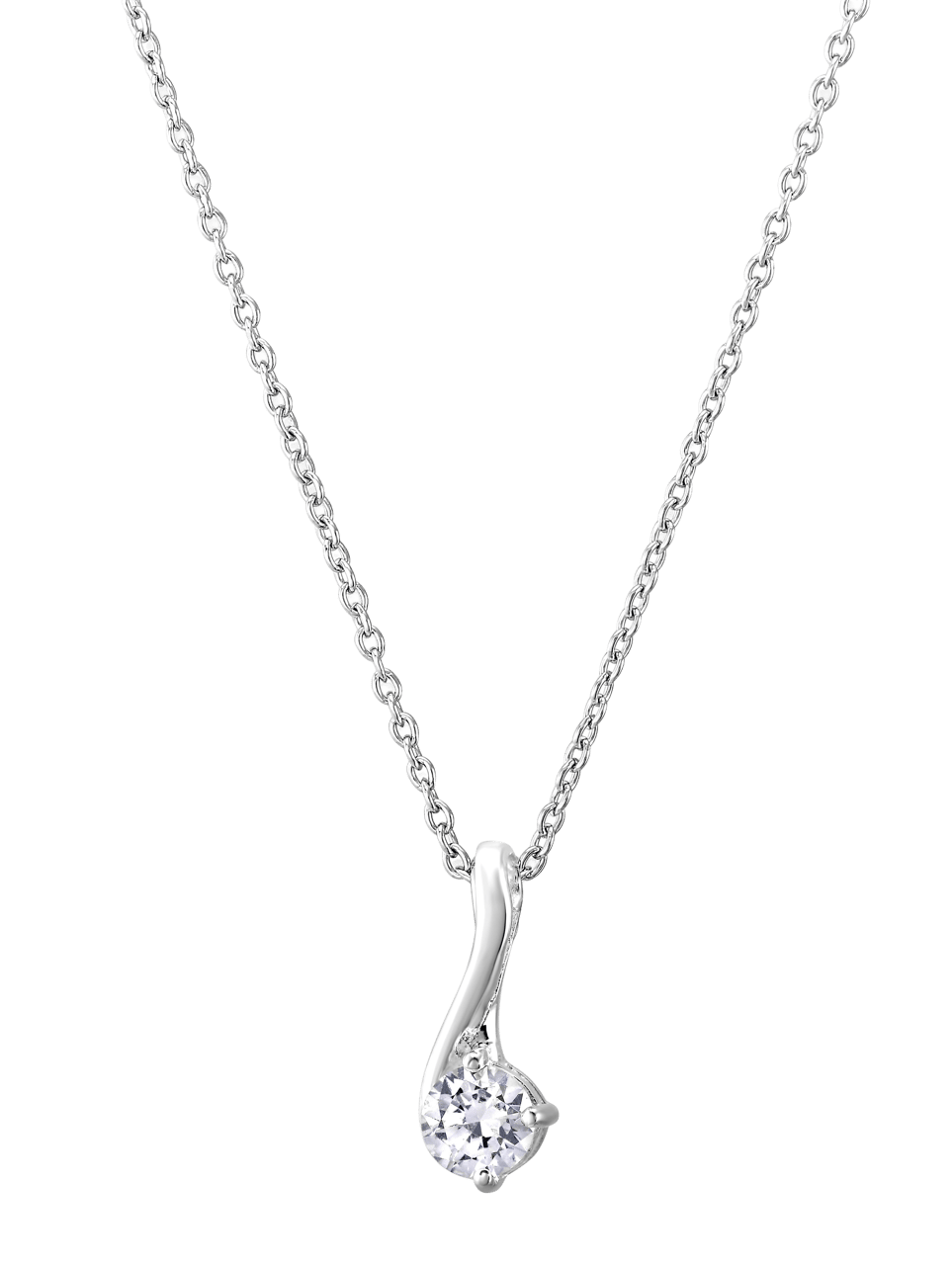 Zilveren ketting met hanger fantasie met zirkonia