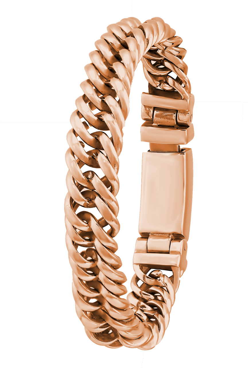 Stainless steel roséplated schakelarmband voor dames