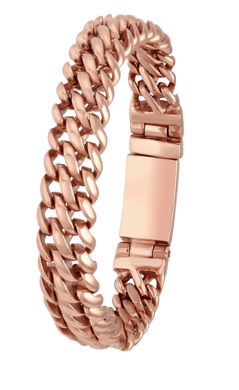 Stalen armband schakel roseplated