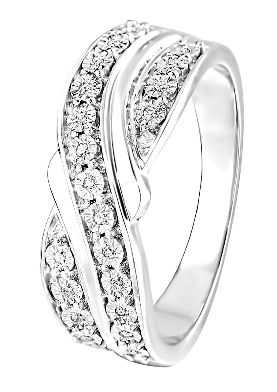 Zilveren S&D ring met diamant