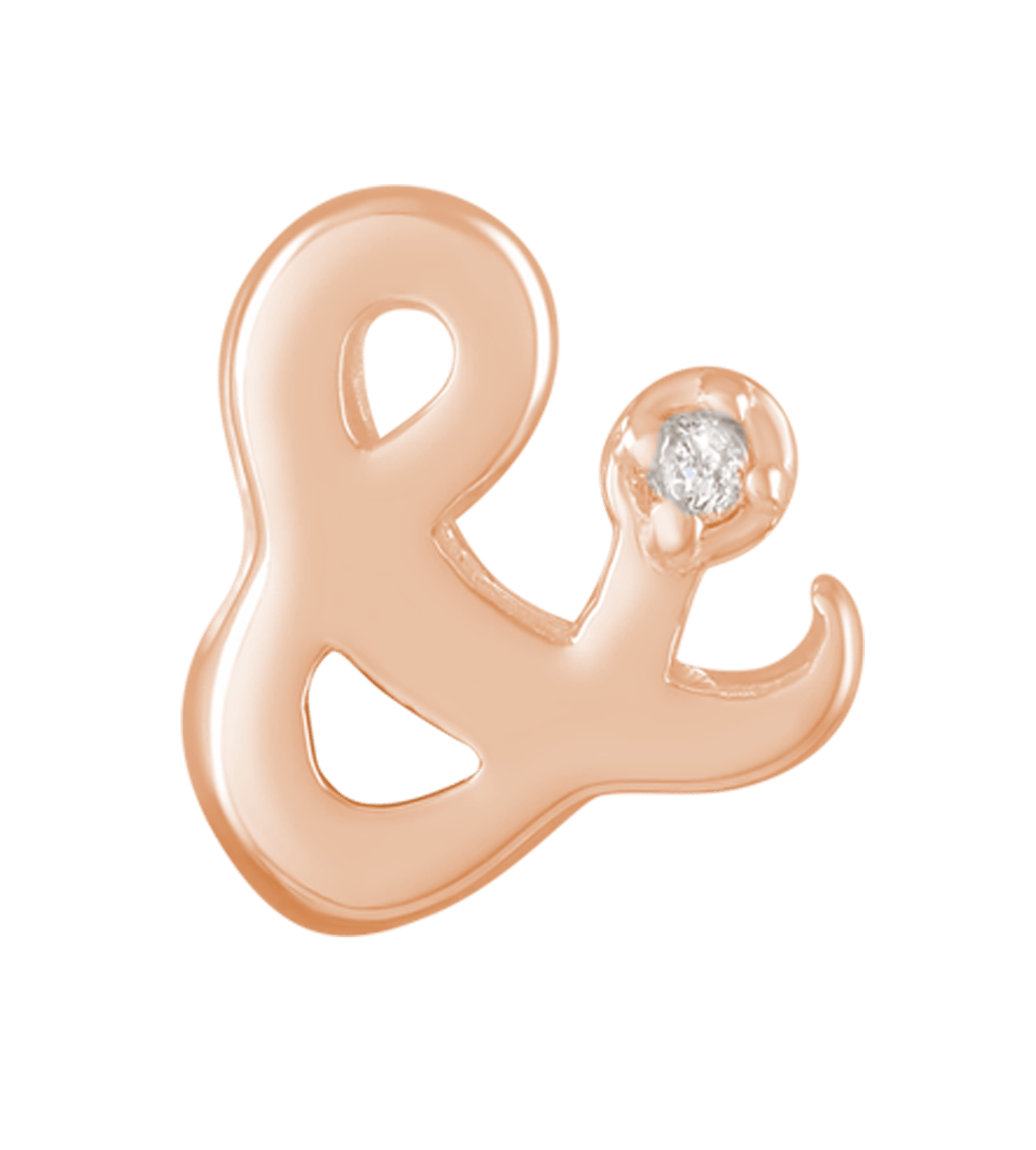 Zilveren roseplated hanger ampersand met zirkonia