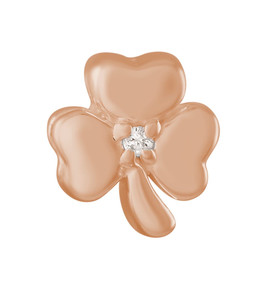 Zilveren roseplated hanger klaver met zirkonia