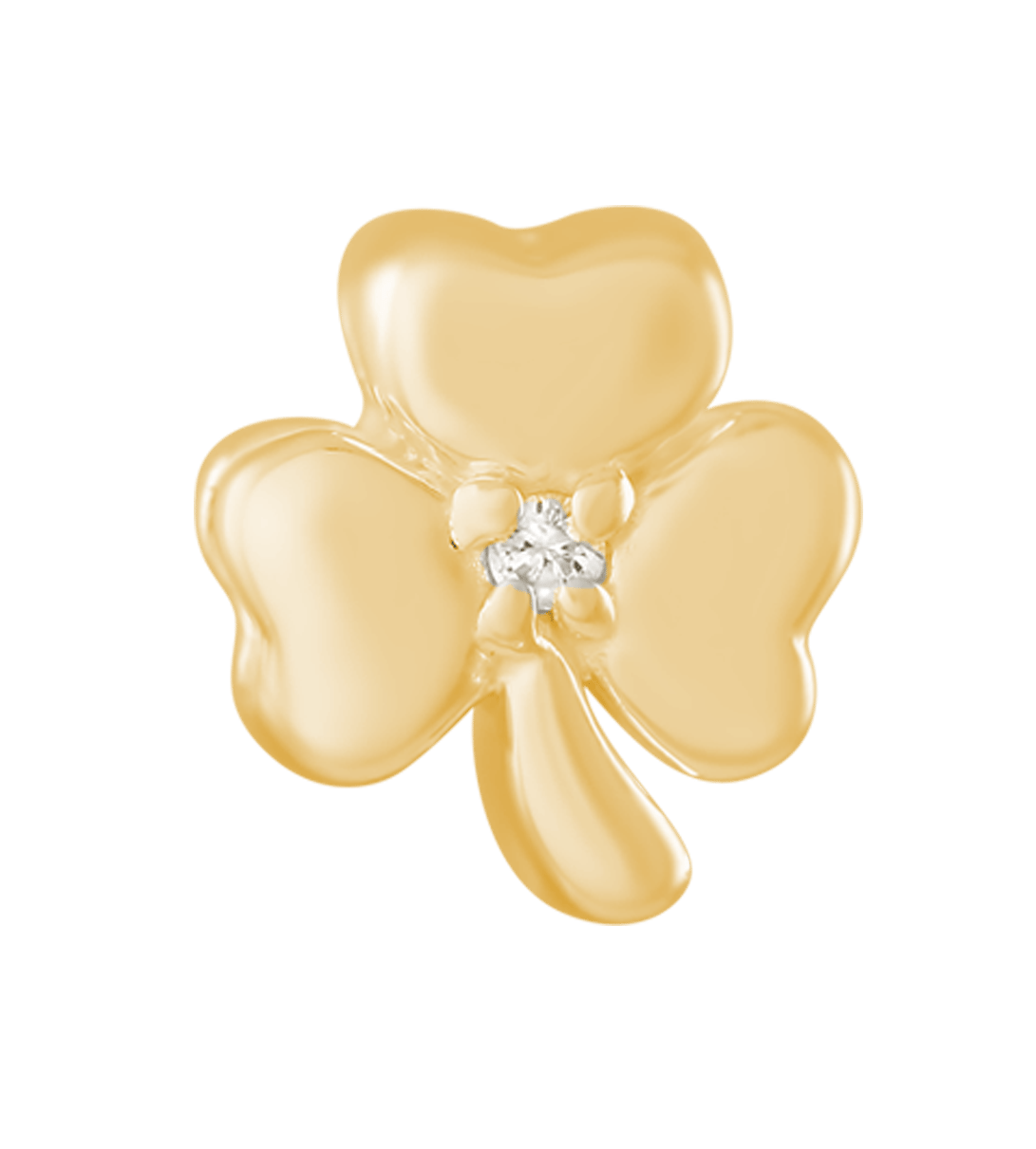 Zilveren goldplated hanger klaver met zirkonia voor dames