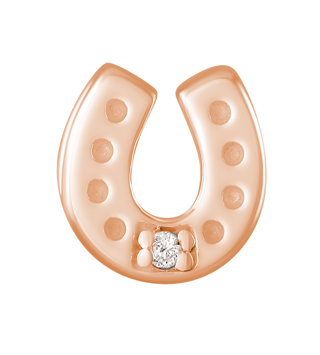 Zilveren roseplated hanger hoefijzer met zirkonia