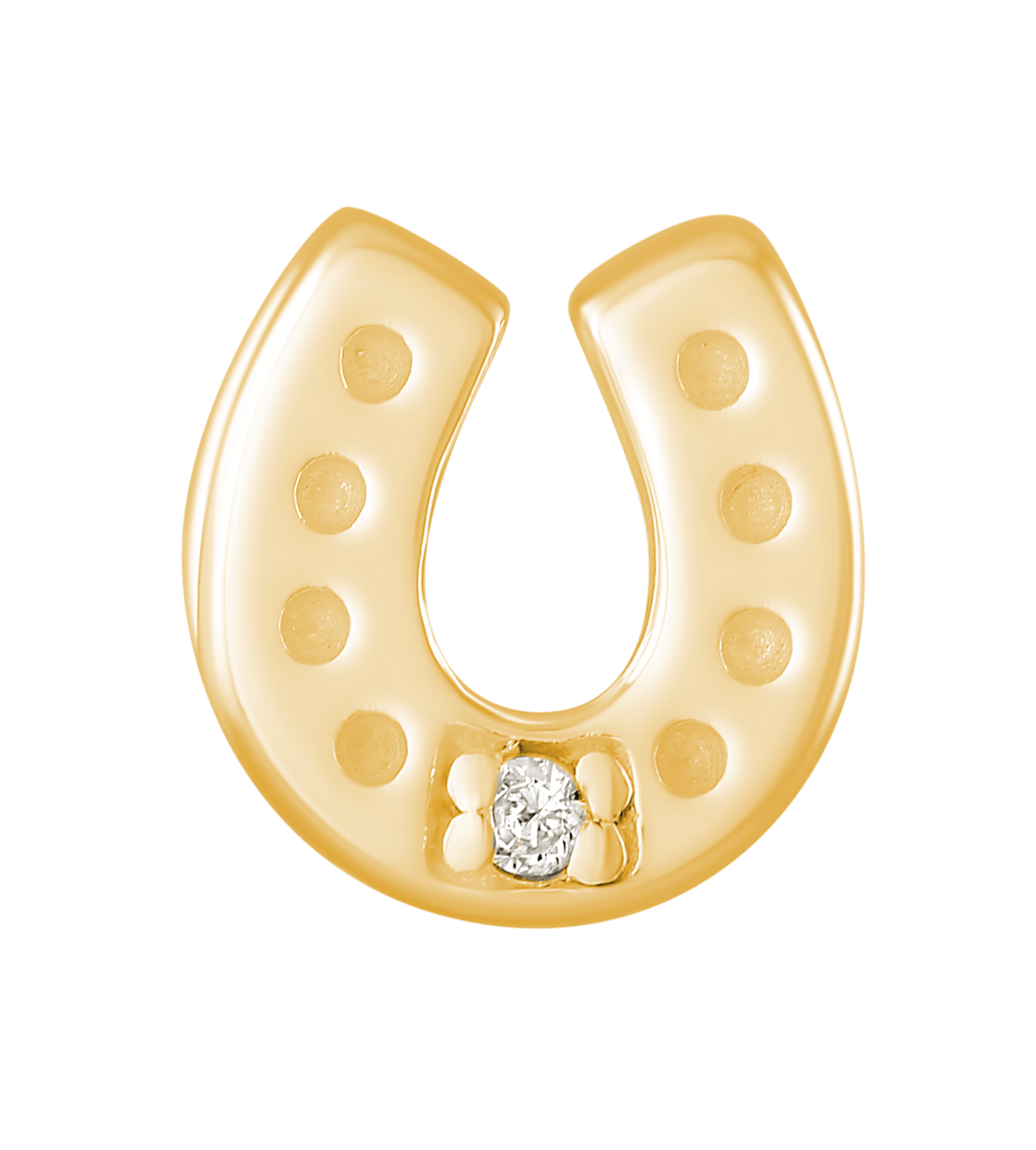 Zilveren goldplated hanger hoefijzer met zirkonia