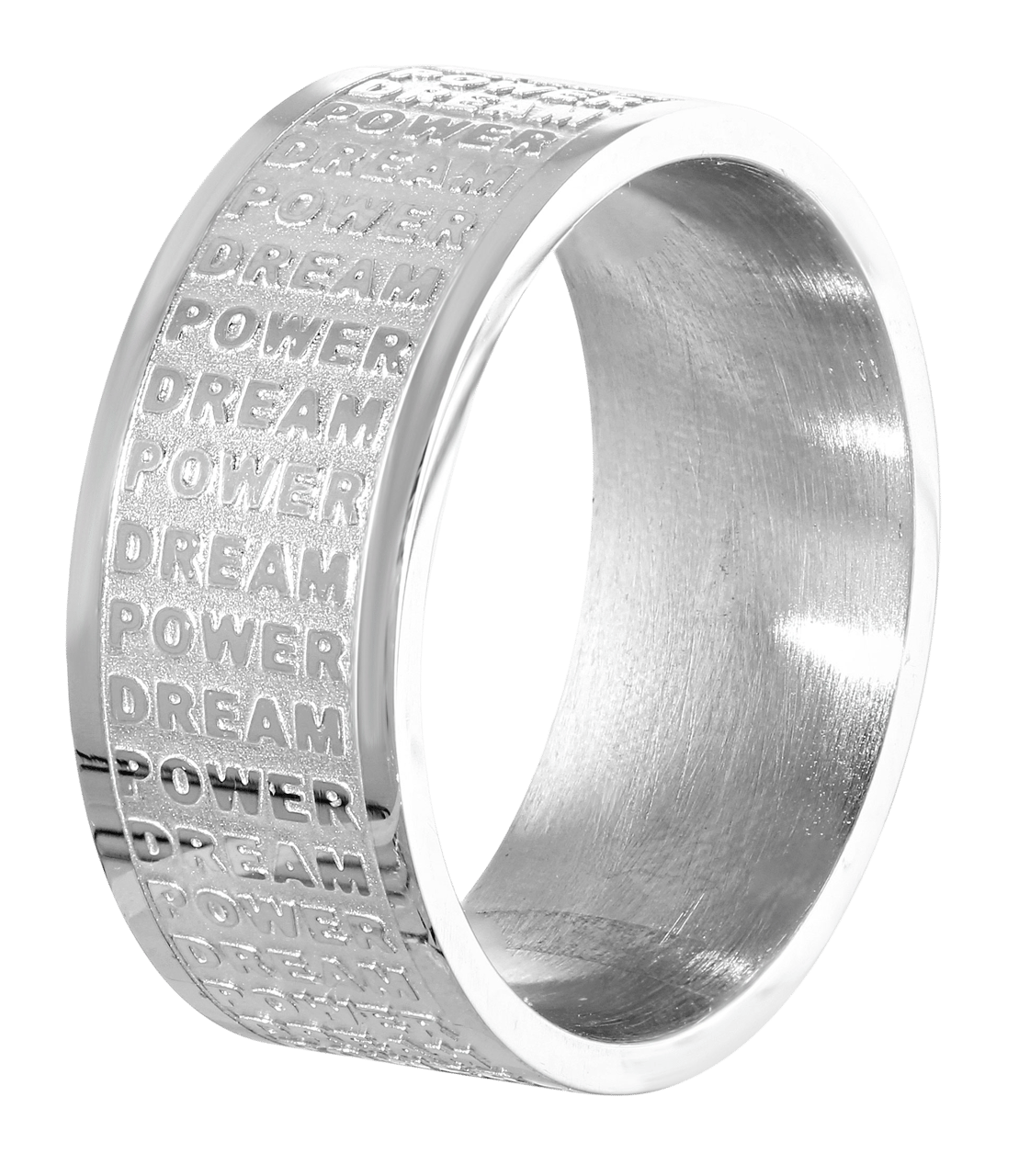 Gerecycleerd stainless steel heren ring met tekst