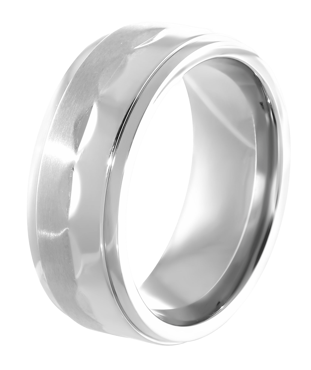 Gerecycleerd stainless steel herenring fantasie mat/glans