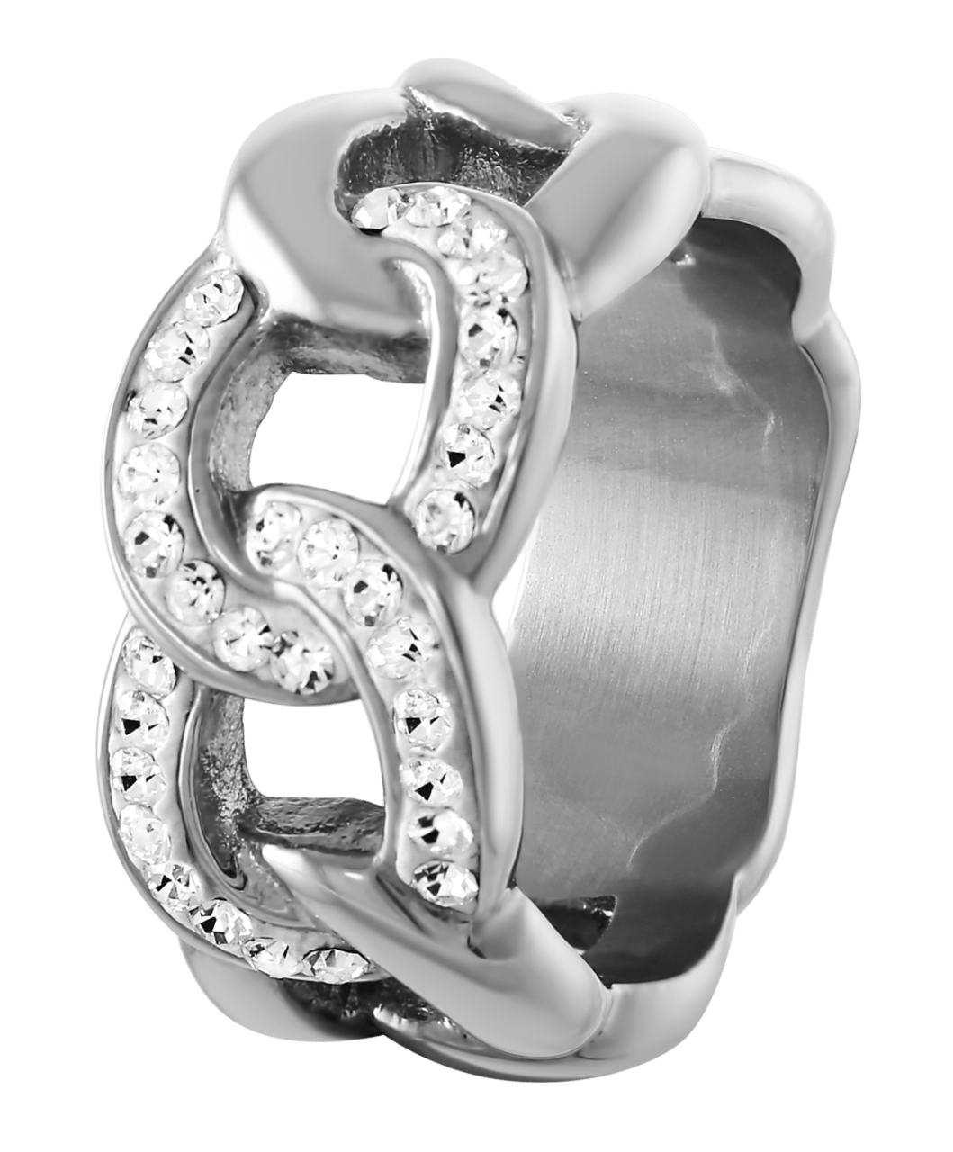 Gerecycleerd stainless steel ring crystal