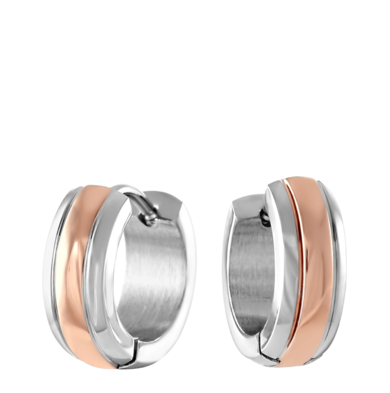 Stainless steel roséplated oorringen met rose voor dames