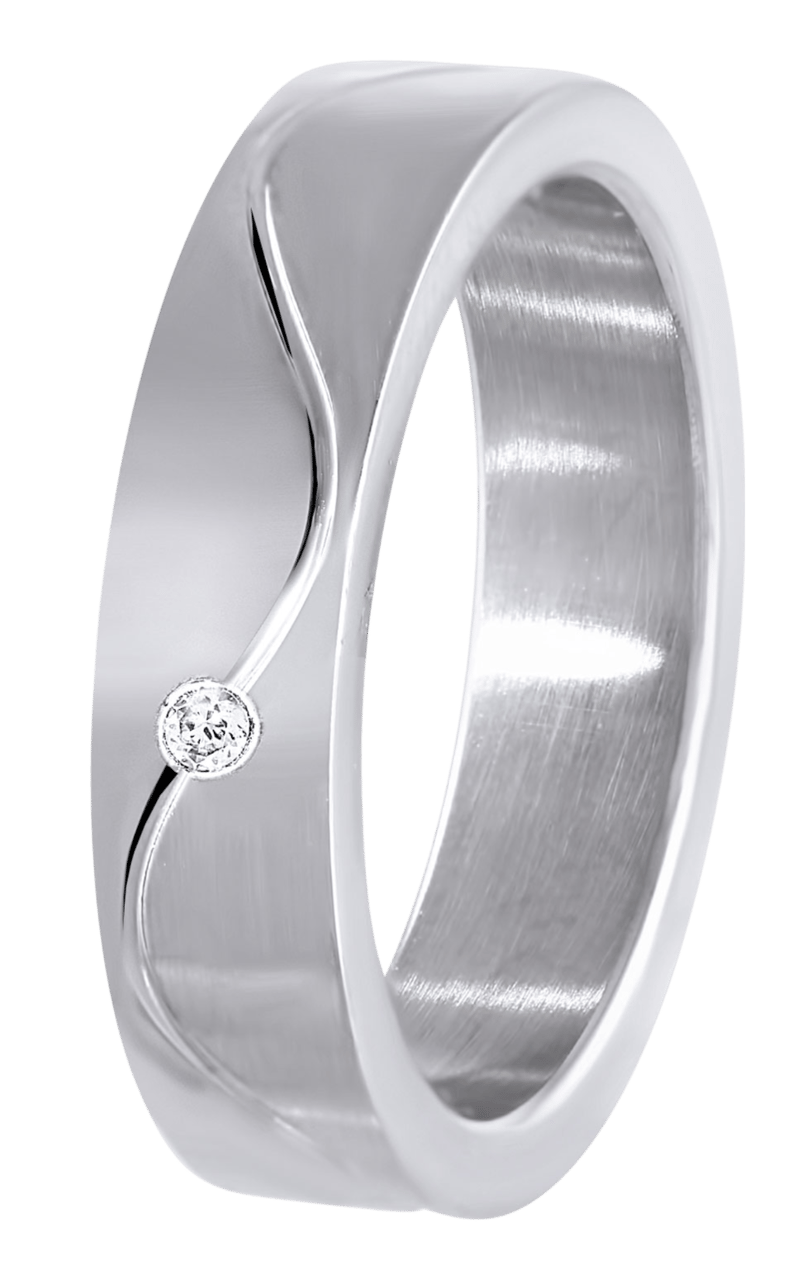 Edelstahlring matt/glänzend Zirkonia