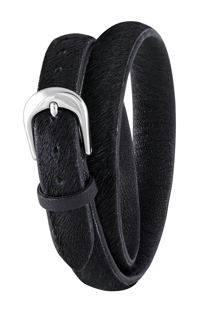 Leren armband zwart pony hair