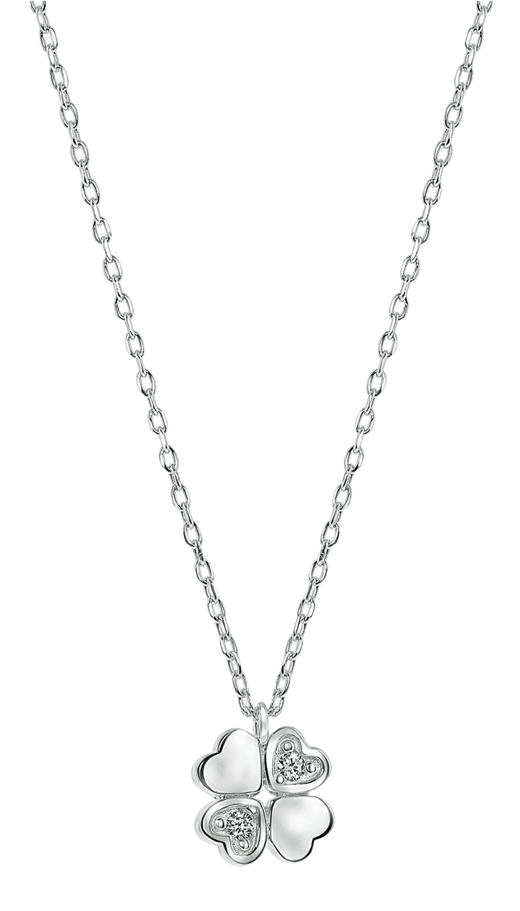 Silberne Kette Kleeblatt mit Zirkonia