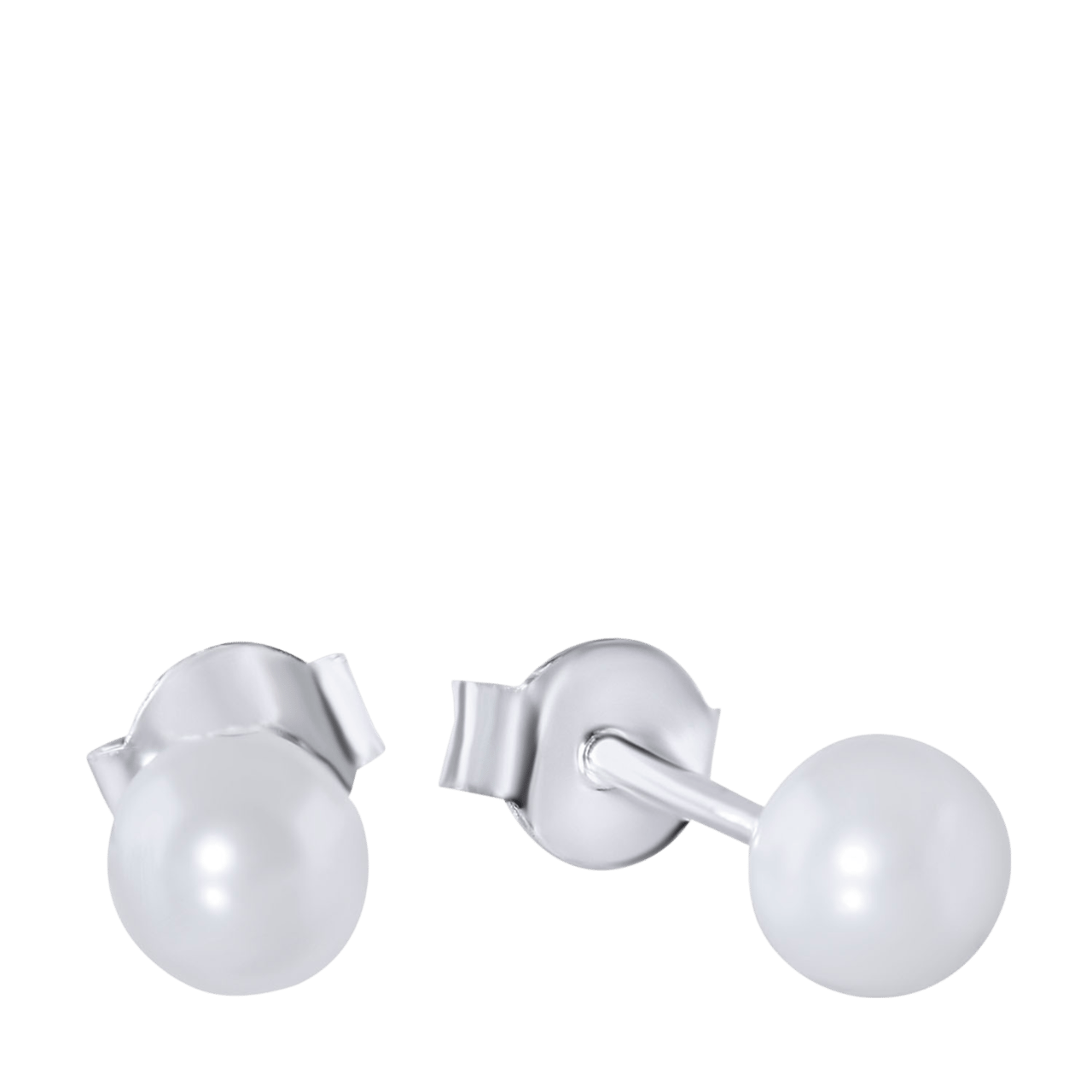 Zilveren oorbellen met parel 6mm.