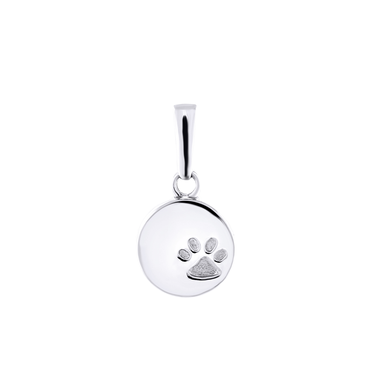 Asche-Charms in 925 Silber rund mit Hundepfote