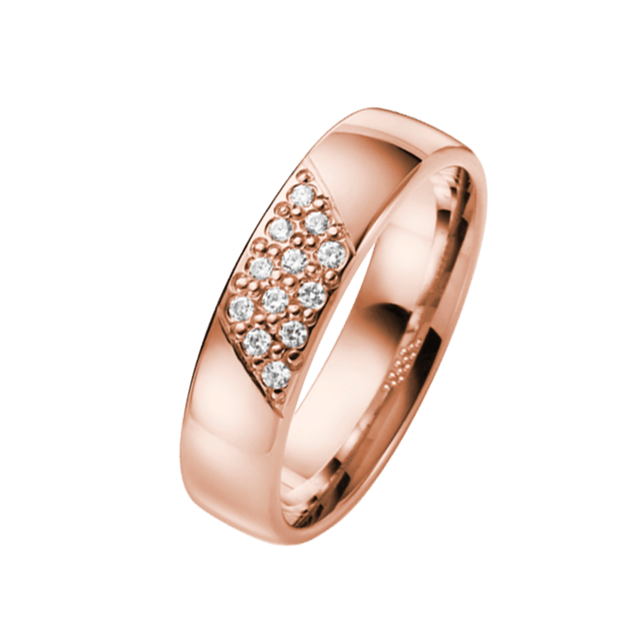 14K rosegouden trouwring diamant Pioenroos H75R
