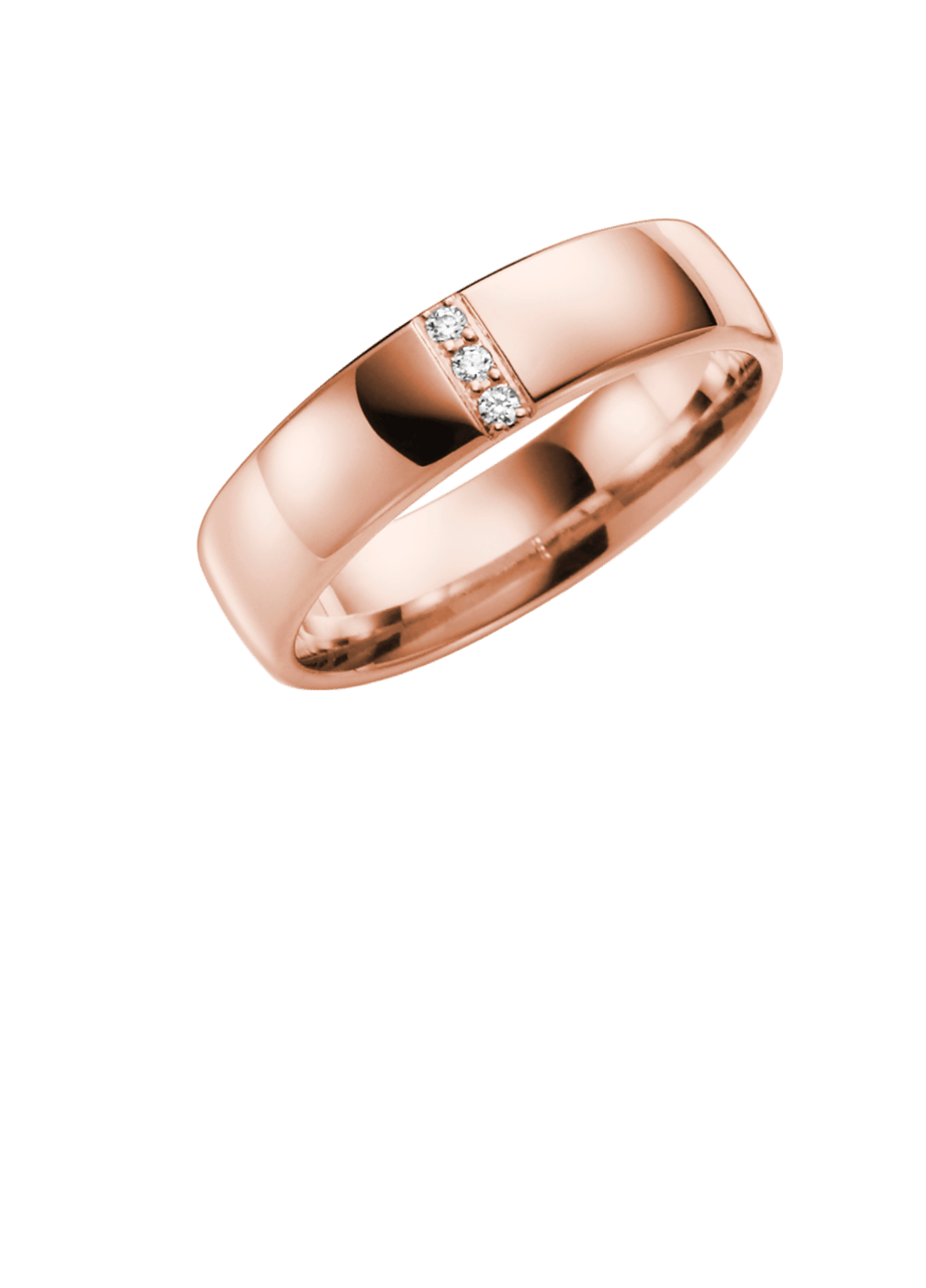 14K rose gouden trouwring dia Pioenroos line H98R