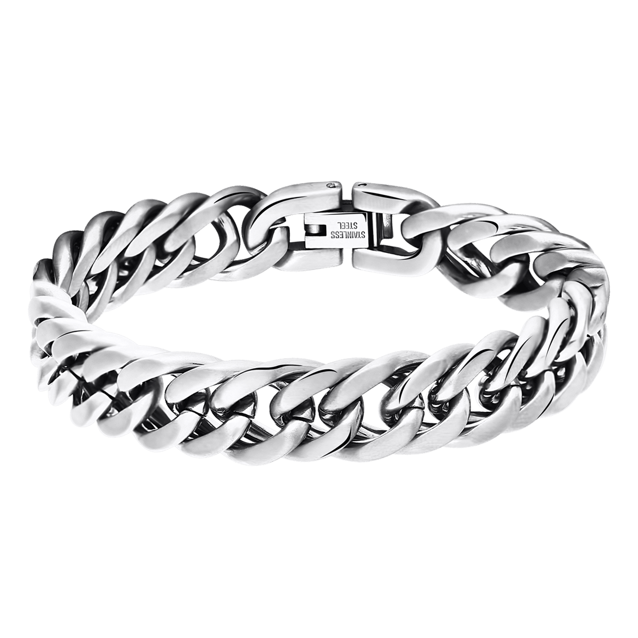 Gerecycleerd stainless steel herenarmband schakel mat