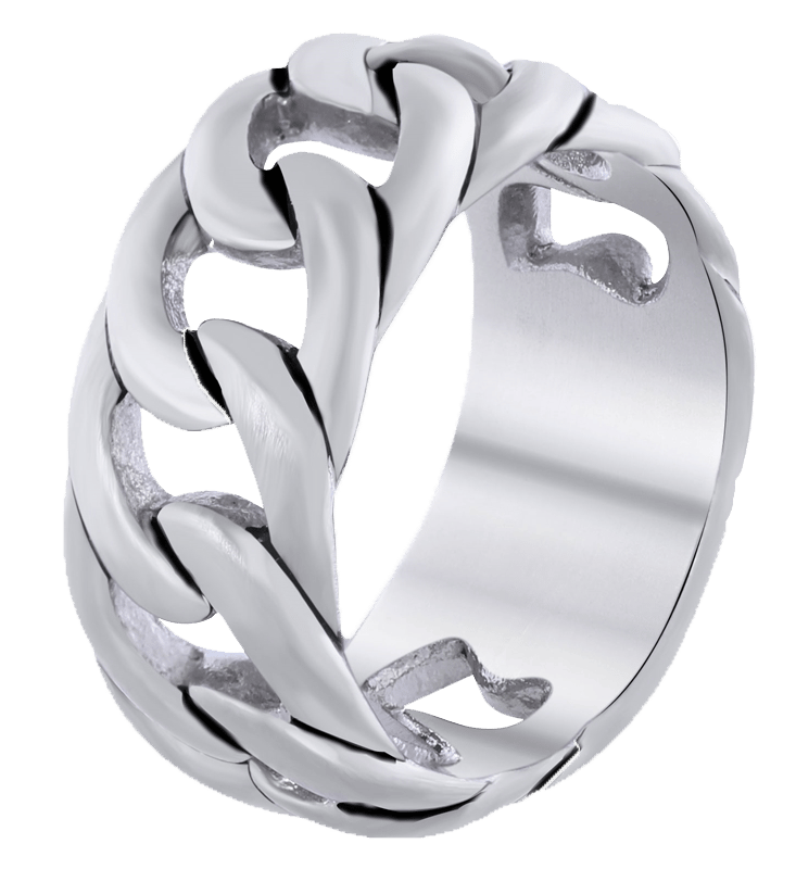 Gerecycleerd stainless steel herenring schakel mat