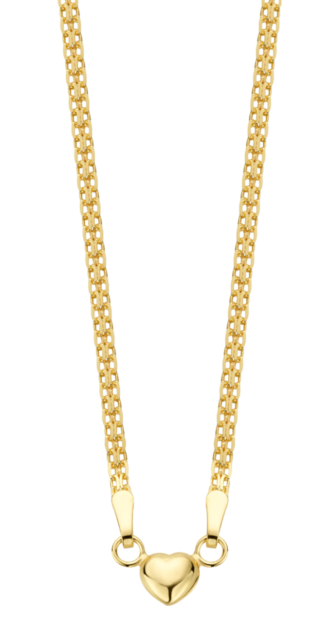 14Karaat geelgouden ketting hart