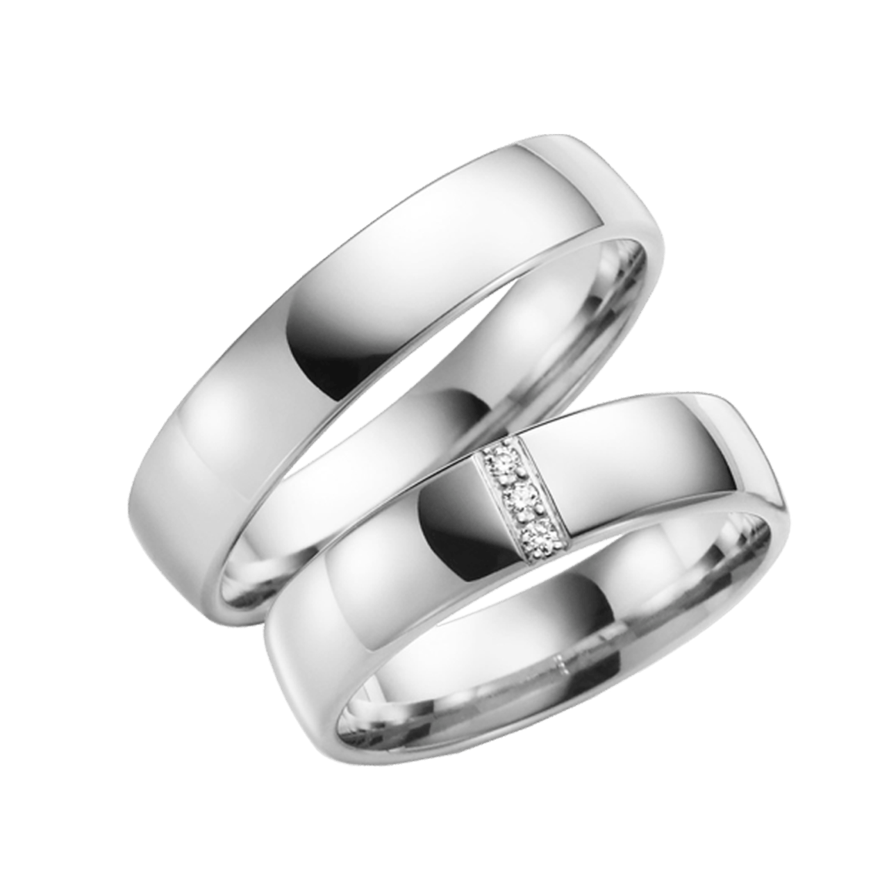 14-karätiger Weißgold-Trauring mit Diamant Pfingstrosen-Serie H98W