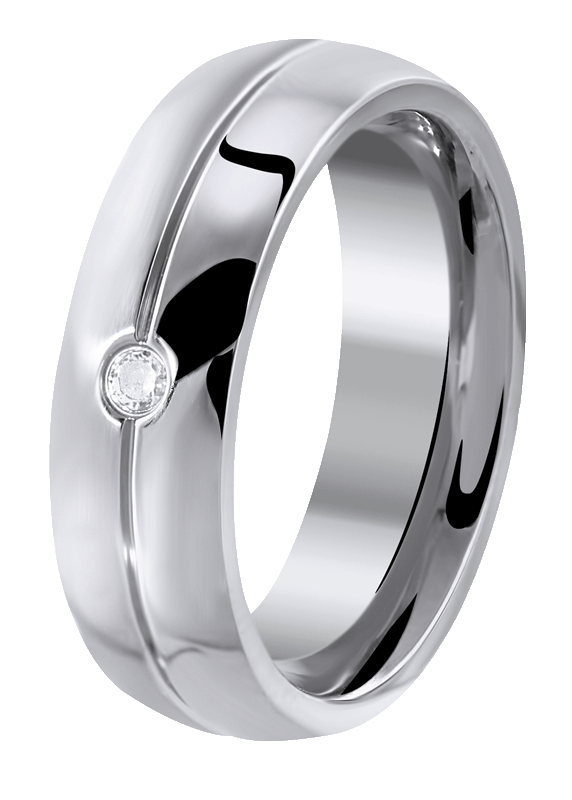 Edelstahlring matt/glänzend mit Zirkonia
