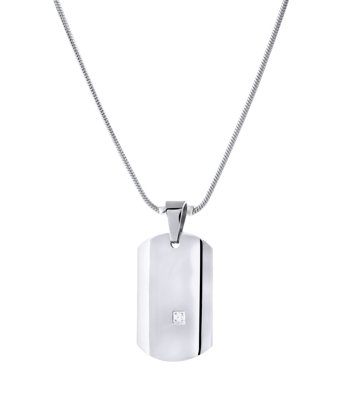 Gerecycled stainless steel ketting met hanger zirkonia voor heren