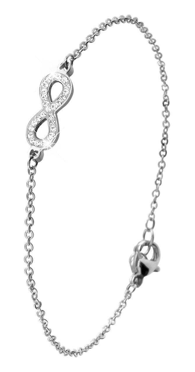 Gerecycleerd stalen armband infinity met kristal