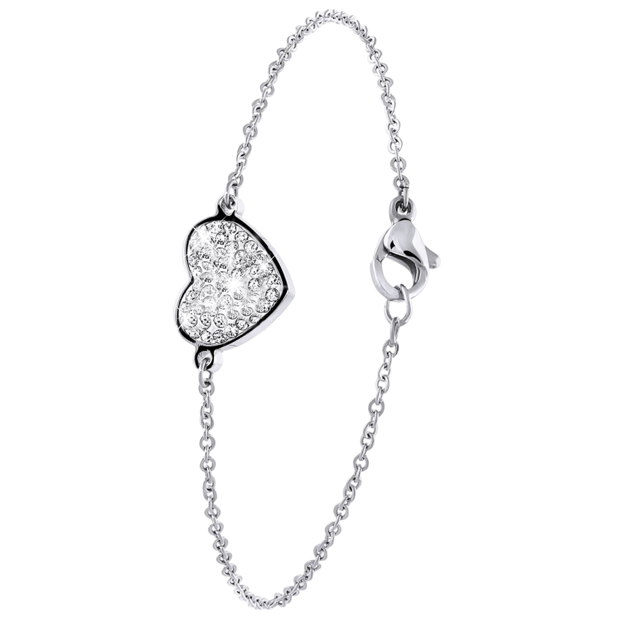 Gerecycleerd stalen armband hart met kristal