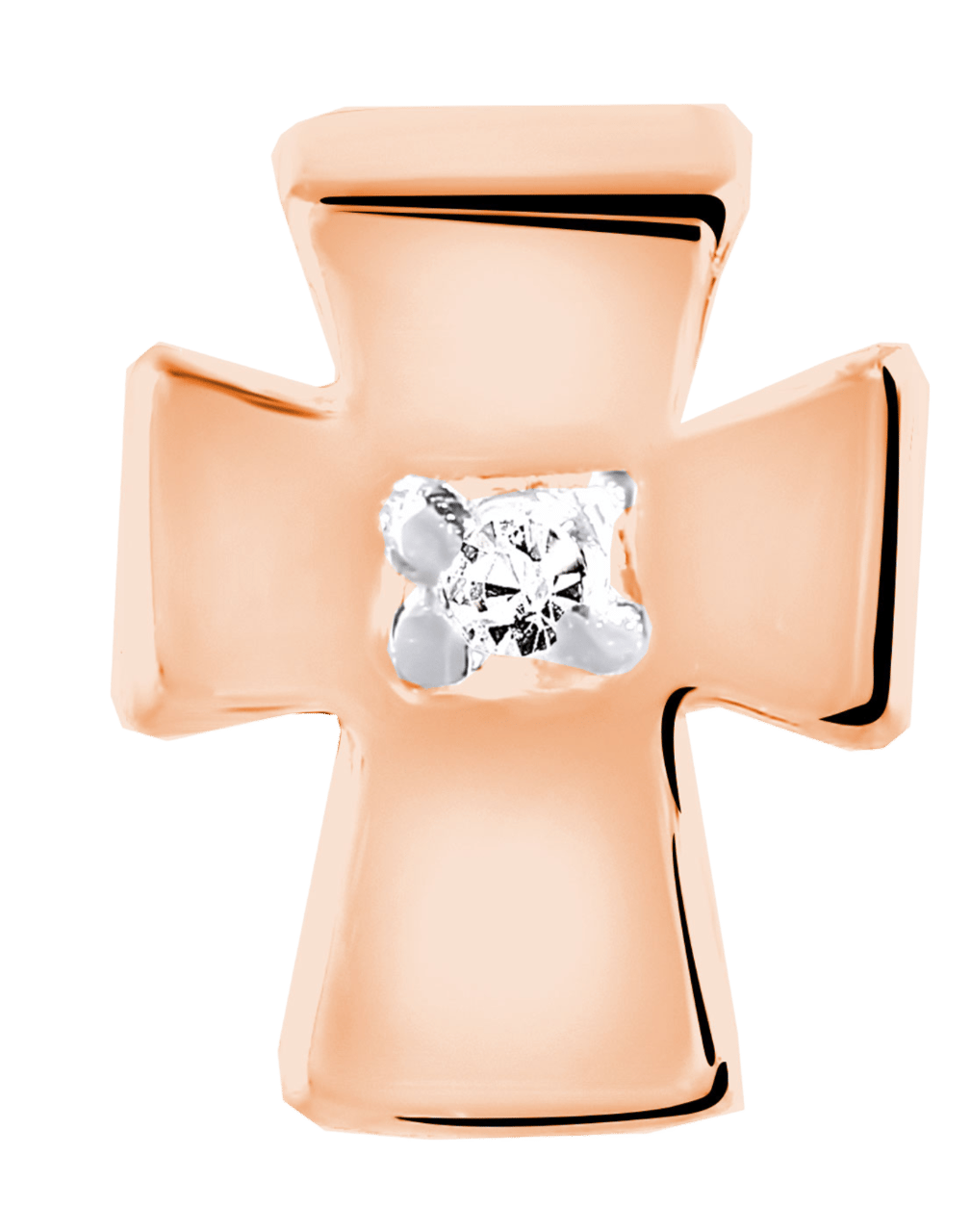 Charms in rotvergoldetem 925 Silber Kreuz Zirkonia