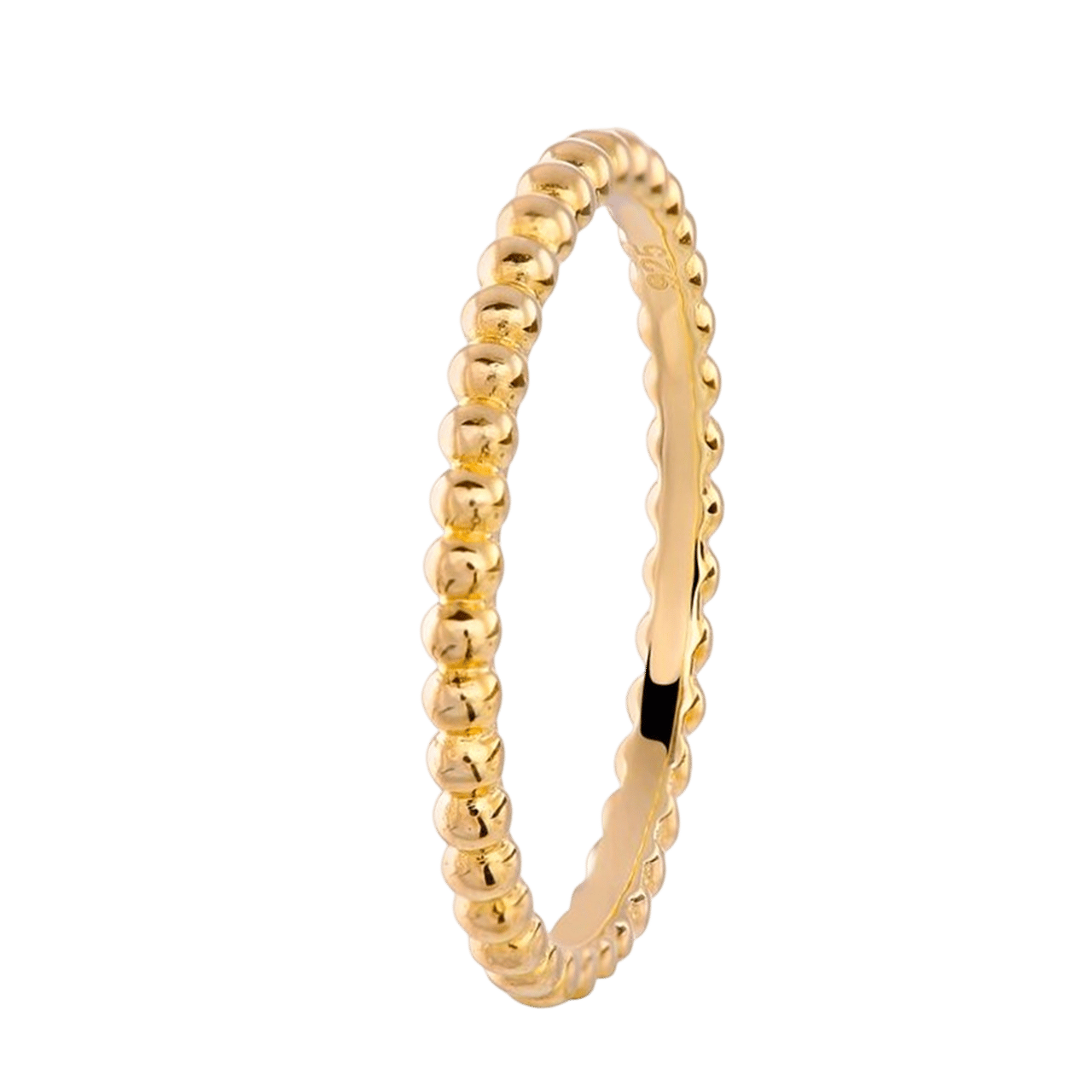 Zilveren ring goldplated met bolletjes