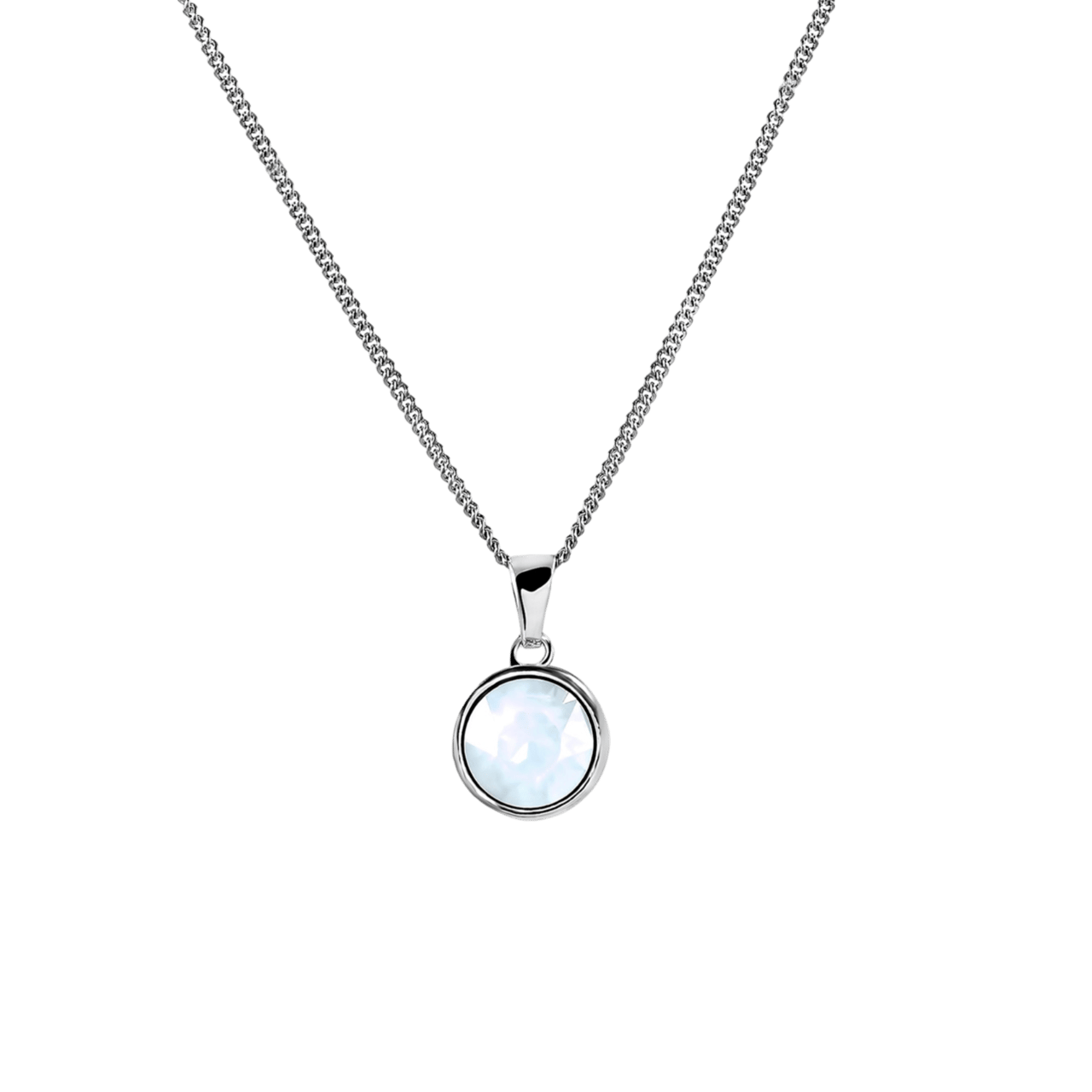 Halskette, 925 Silber, mit Kristall, weiß-opal