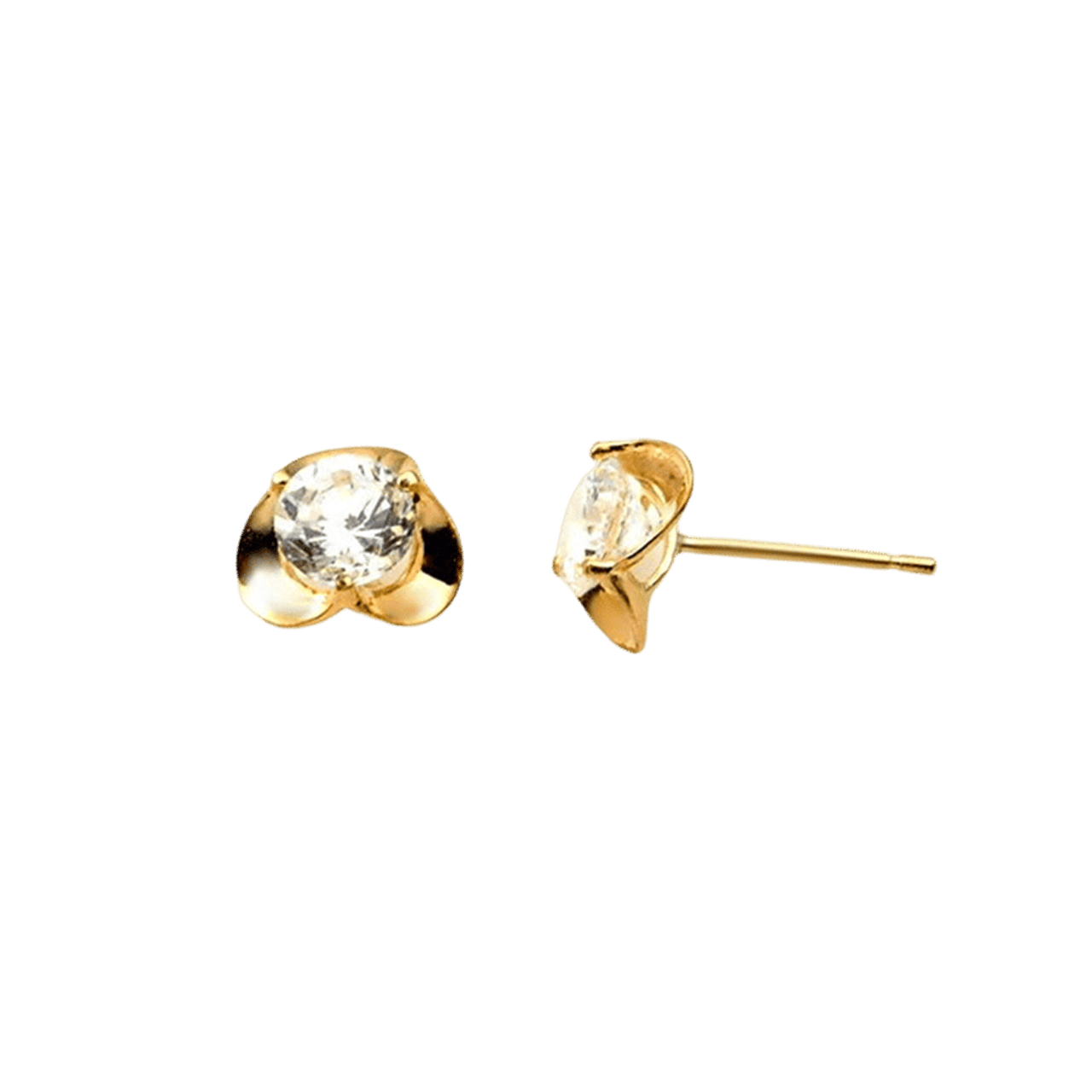 Ohrringe, 585 Gelbgold, Blume mit Zirkonia