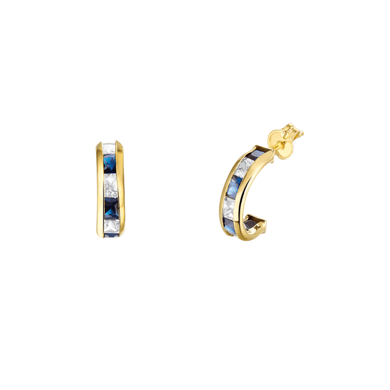 Ohrringe, 585 Gelbgold, mit Zirkonia in Weiß und Blau