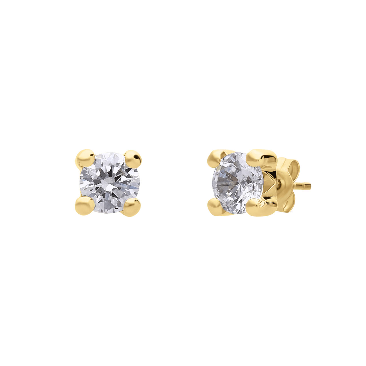 14 karaat geelgouden oorknoppen met zirkonia 6mm voor dames