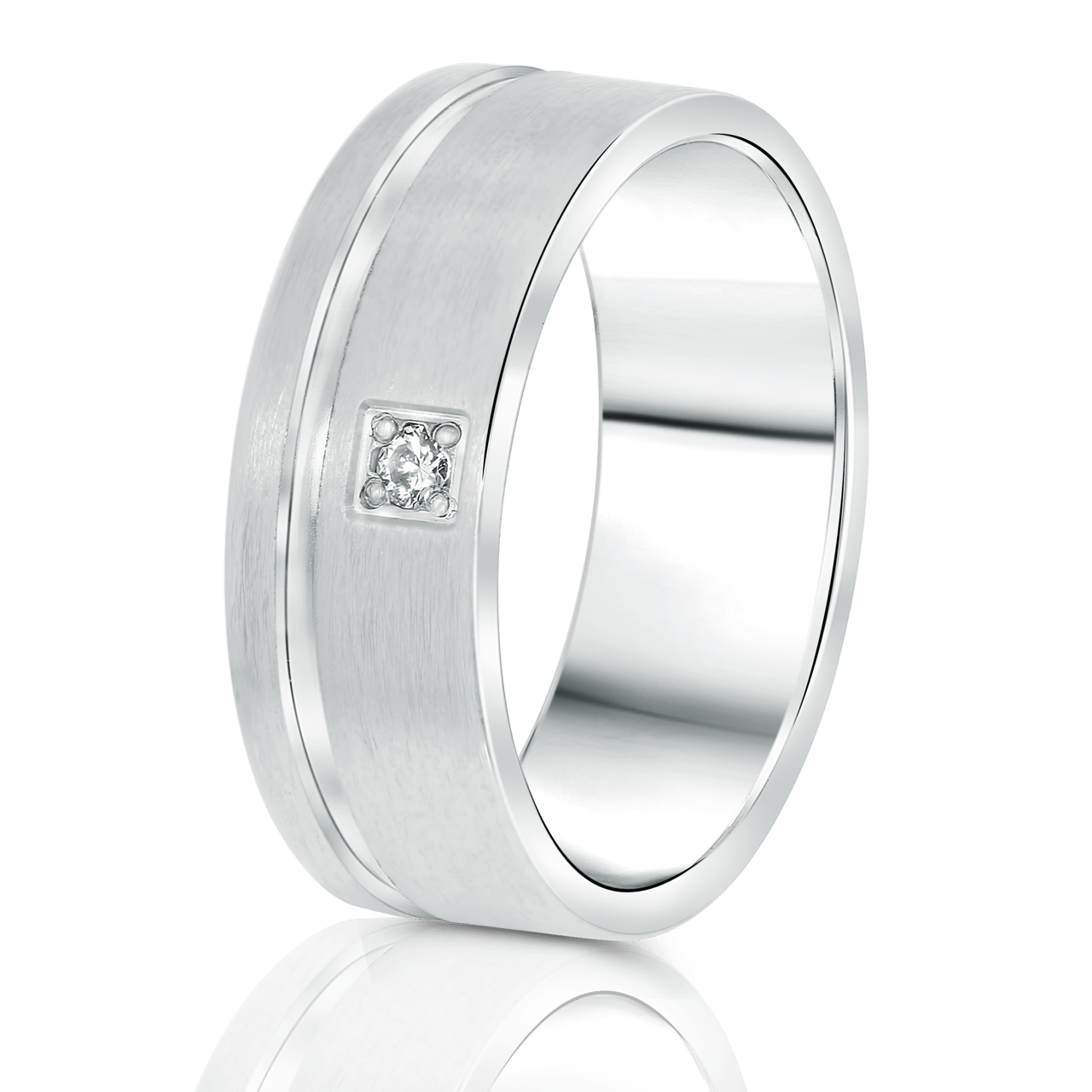 Beziehungsring in rhodiniertem 925 Silber Diamant Jakarta
