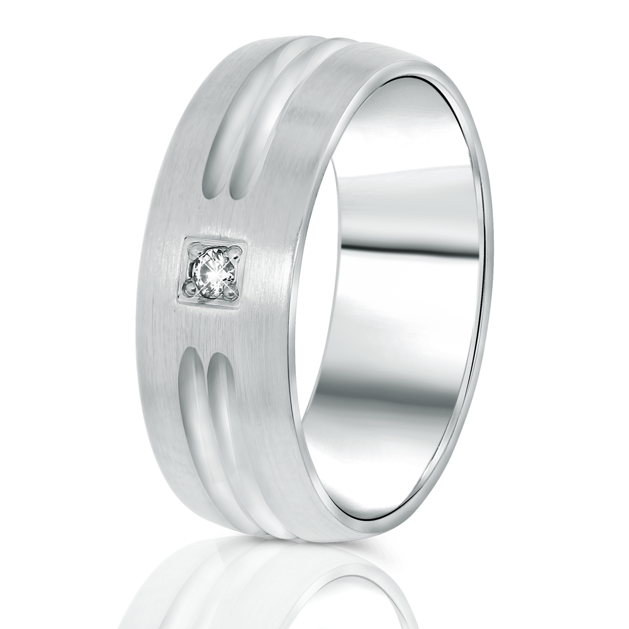 Beziehungsring in rhodiniertem 925 Silber Diamant Bandung