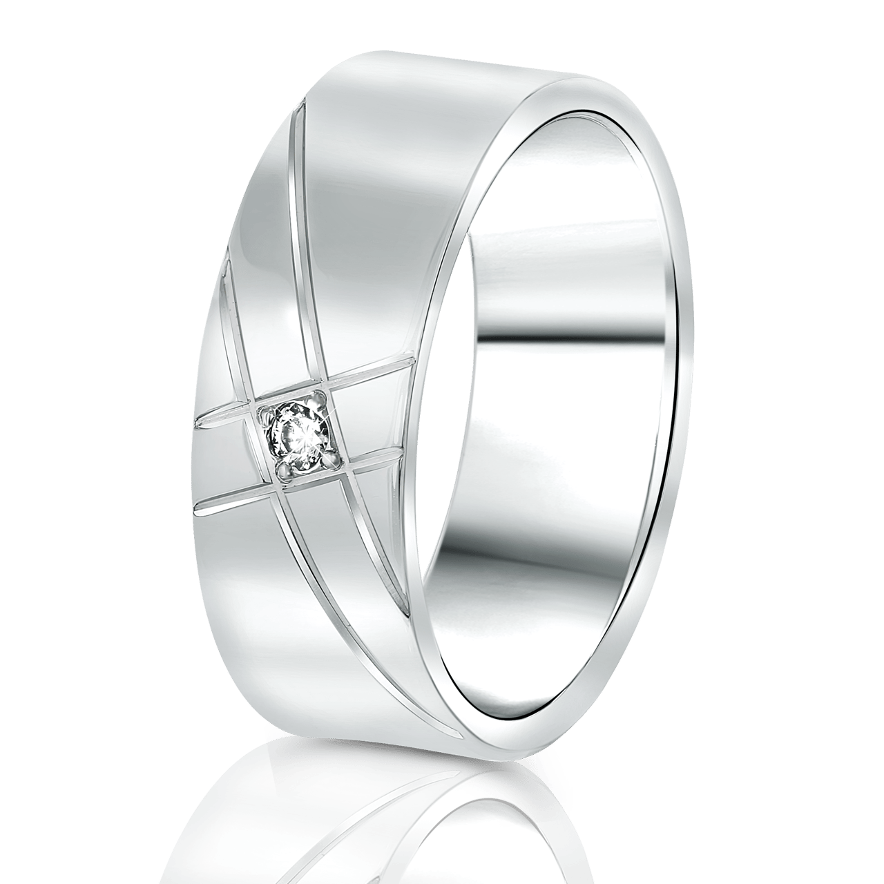 Beziehungsring in rhodiniertem 925 Silber Diamant Bogor