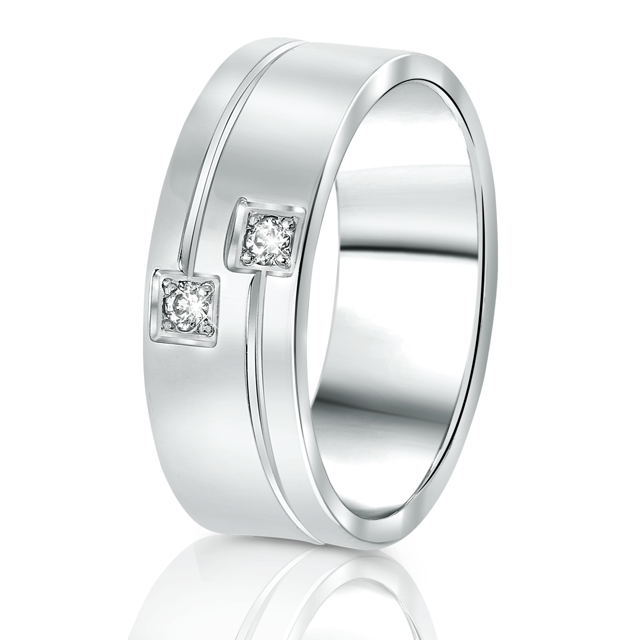 Beziehungsring in rhodiniertem 925 Silber Diamant Lombok