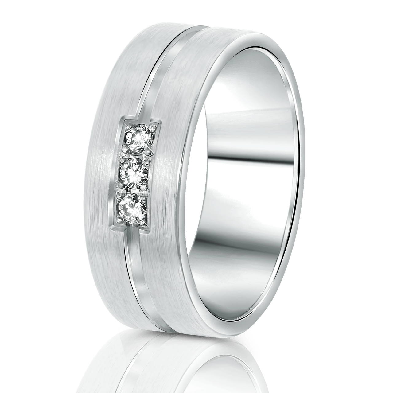 Beziehungsring, 925 Silber, rhodiniert, Diamant Java
