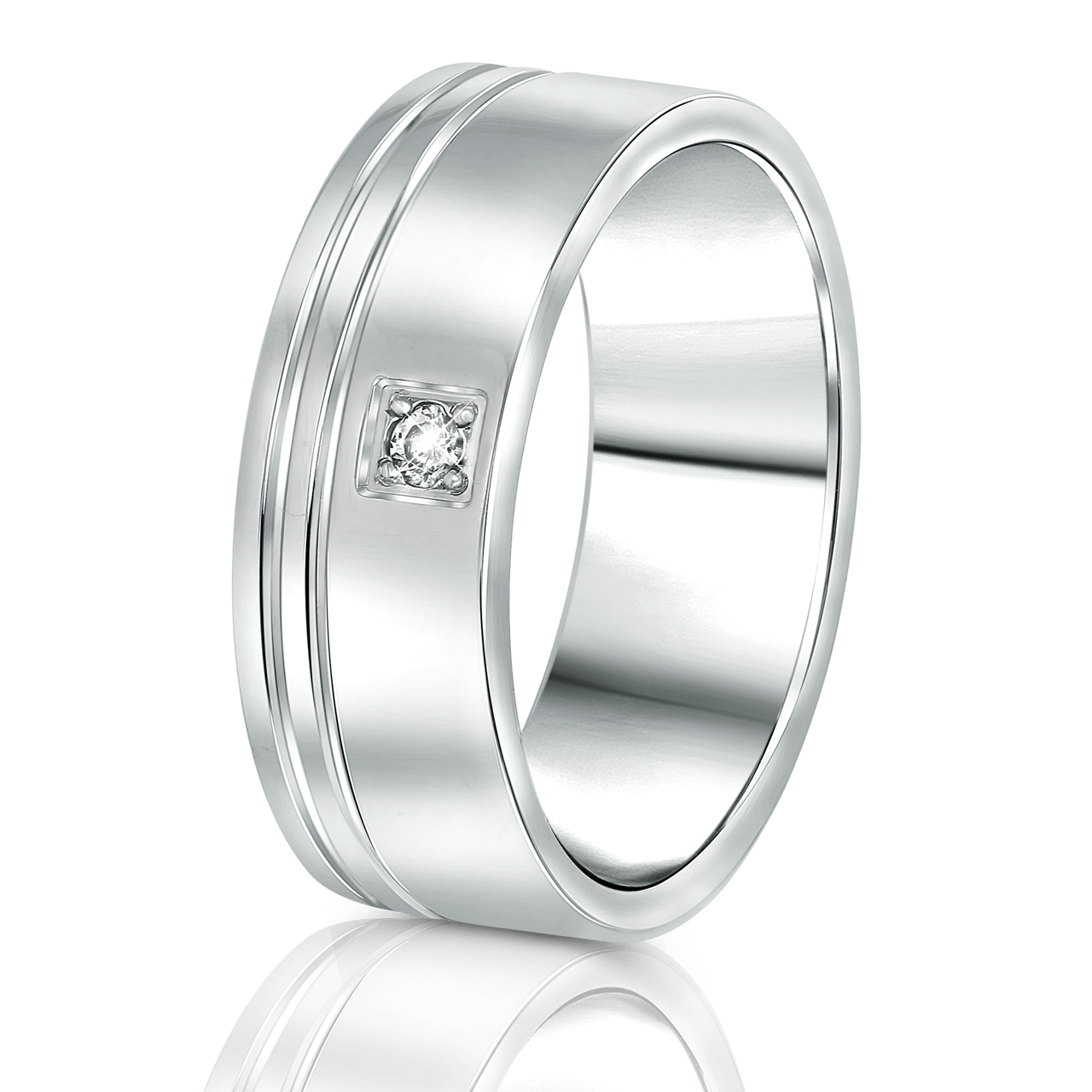 Beziehungsring in rhodiniertem 925 Silber Diamant Celebes