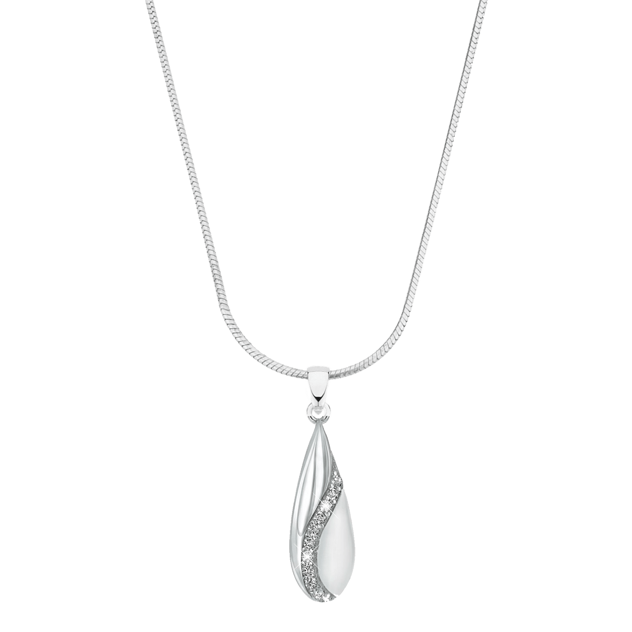Kette & Anhänger, 925 Silber, matt/glänzend, mit Zirkonia