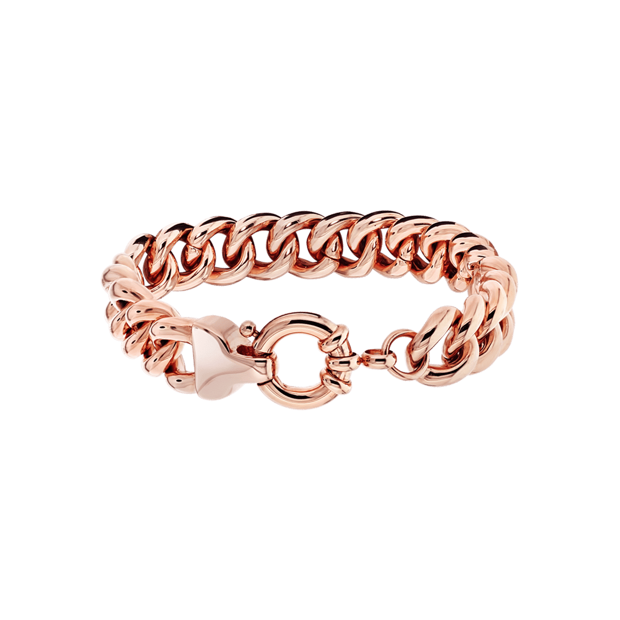 Stainless steel roséplated schakelarmband voor dames