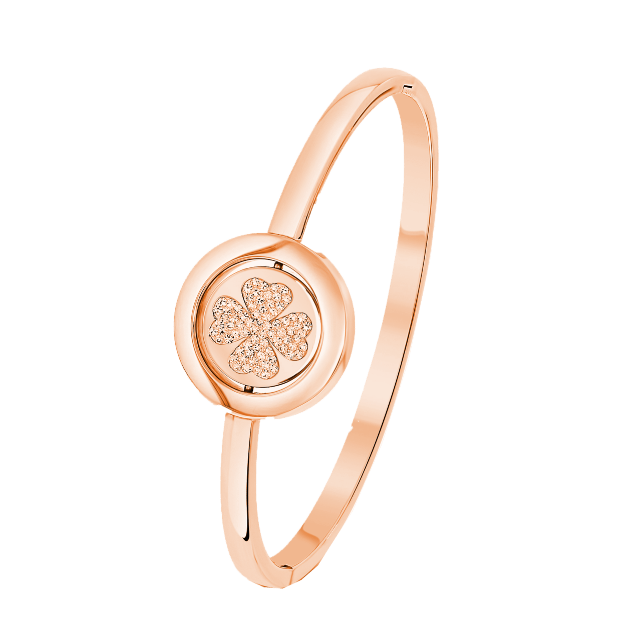 Gerecycleerd just.d stainless steel armband rose klaver/luck kristal