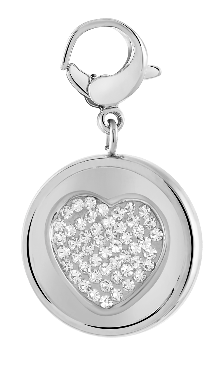 Gerecycleerd just.d stainless steel hanger hart/love met kristal