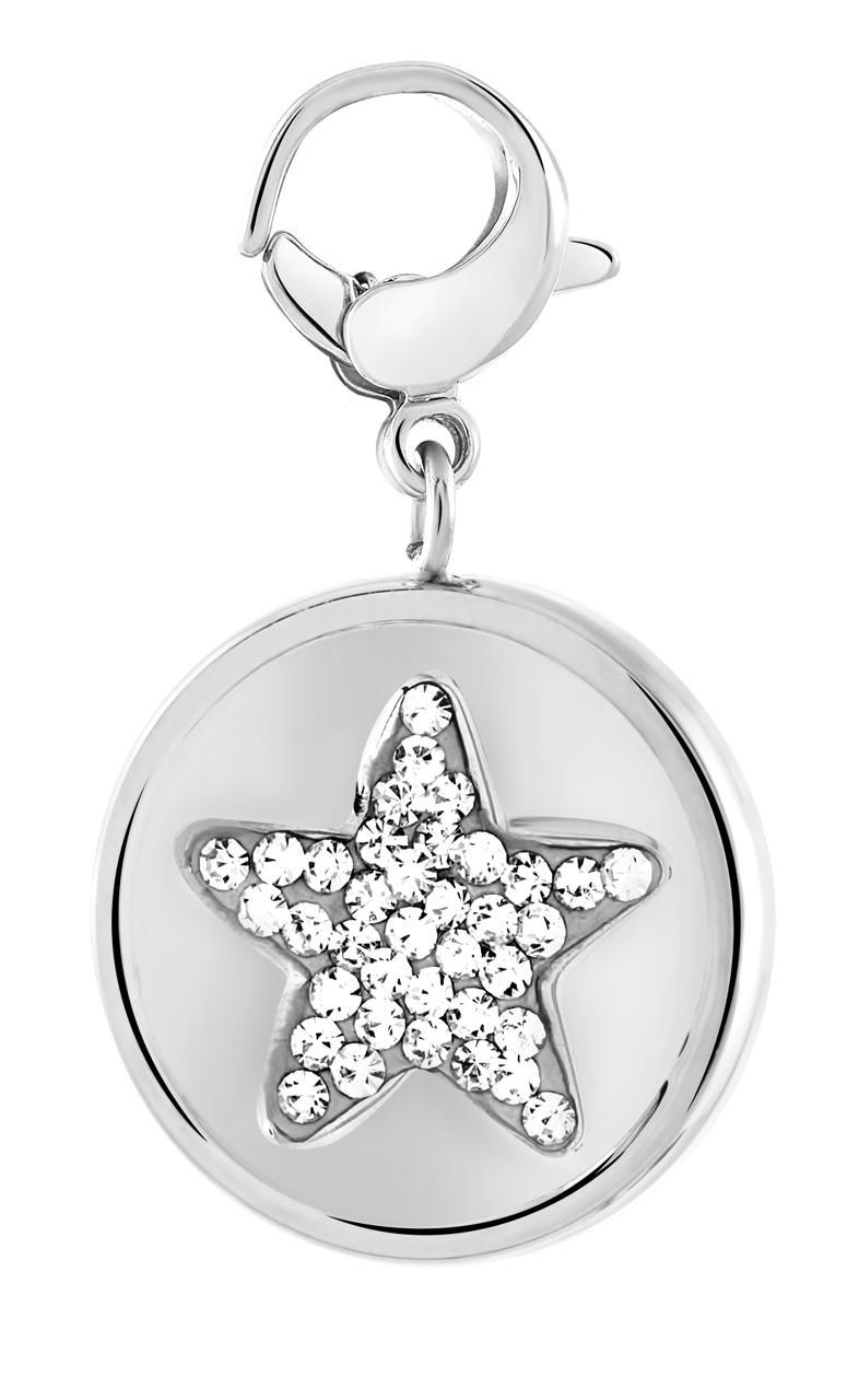 Gerecycled just.d stalen hanger ster/shine met kristal