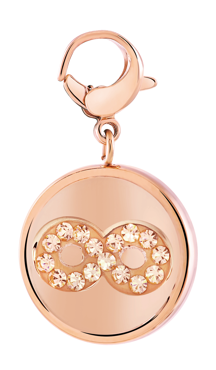 Gerecycleerd just.d stalen hanger rose infinity/4ever kristal