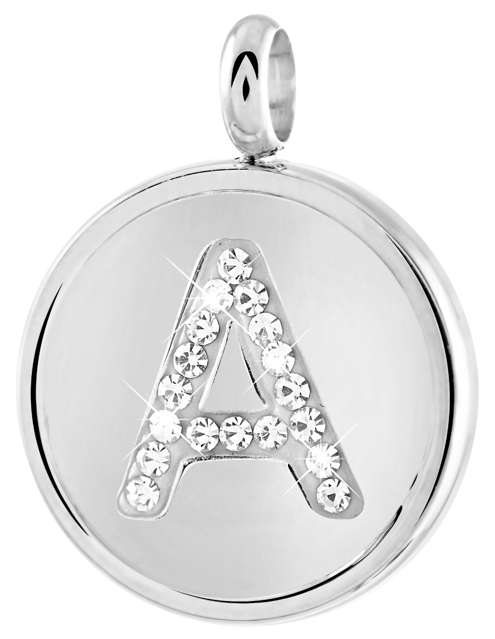 Gerecycleerd just.d stainless steel hanger letter met kristal